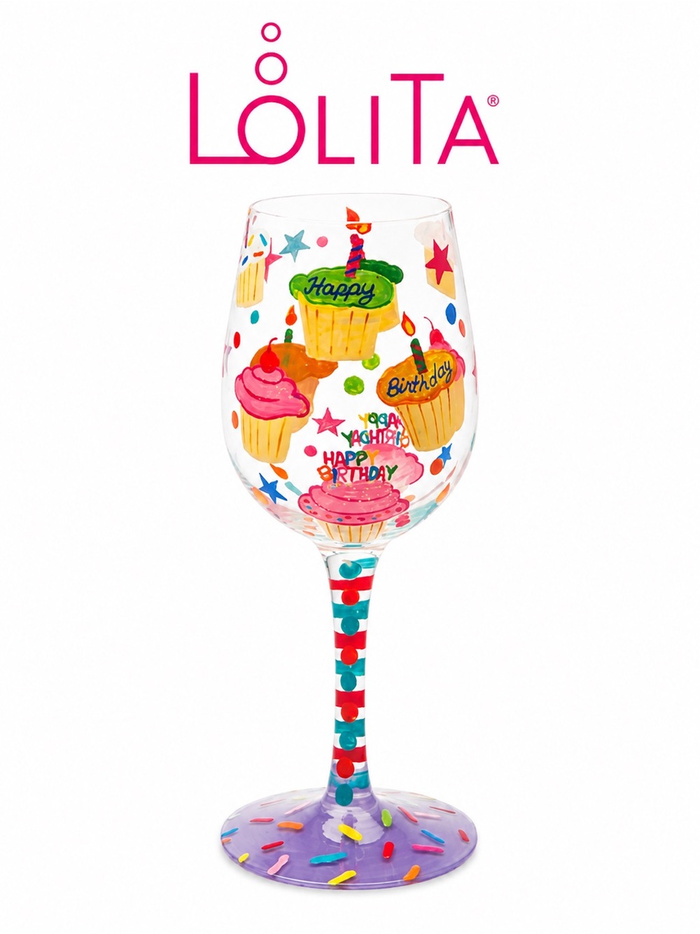 LOLITA “Birthday Cupcakes” Wine Glass